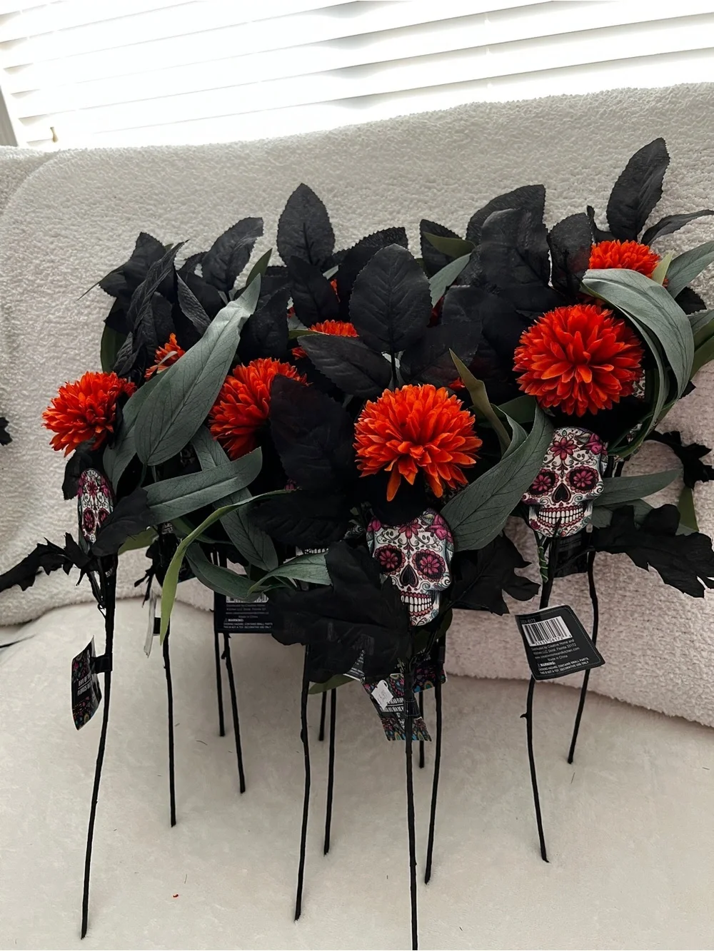 Lot of 12 Stem Day Of The Dead Artificial Flowers Fall Decor Size 15